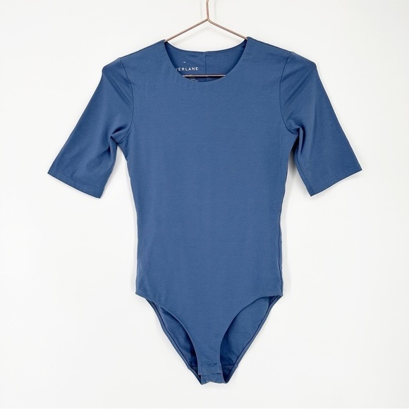 Everlane Short Sleeve Crew Neck Bodysuit in French Blue XSmall - Picture 3 of 6